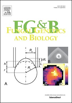 Front cover of the April 2022 volume of the international journal Fungal Genetics and Biology