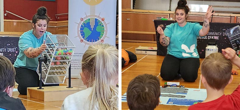 Activities from the ‘What Can We Do?’ module being used during a climate change outreach session at Wakari School