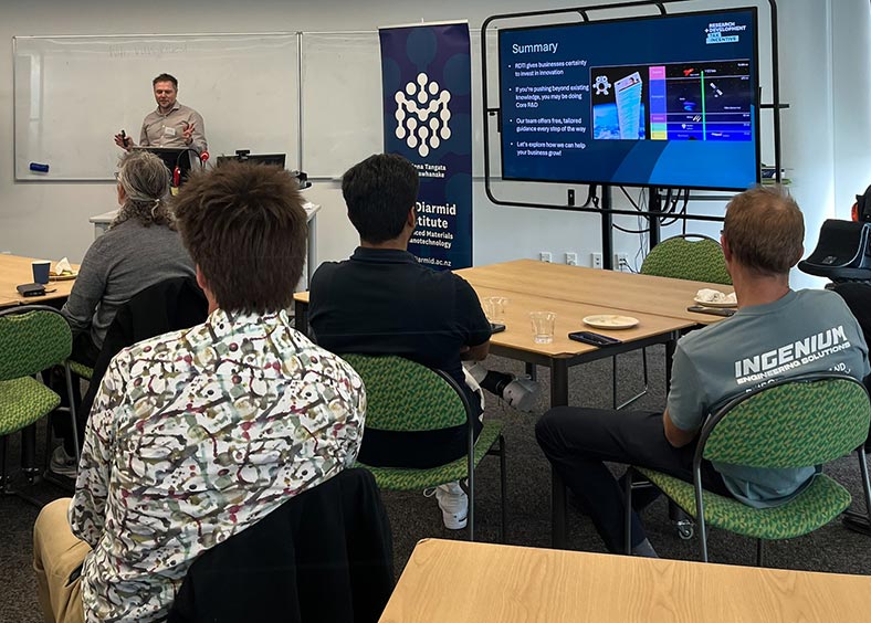 Greg Overton addressing attendees at Deeptech Network lunch event held in partnership with WellingtonNZ