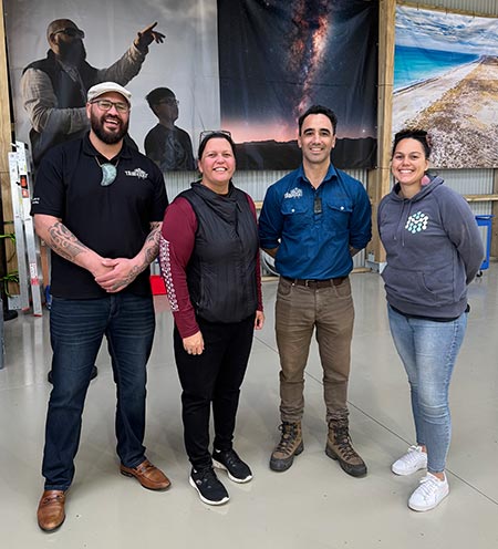 Tāwhaki hosted outreach session – Rulon Nutira and Julian Phillips (Tāwhaki), with Pauline Harris and Kirsty Doyle