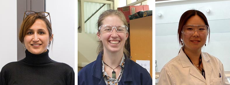Graduate interns. From left: Navjot Kaur Kahlon, Dana Stone and Yuhka Uda