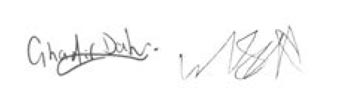 Ghadir Dahalan and William Sheard signatures