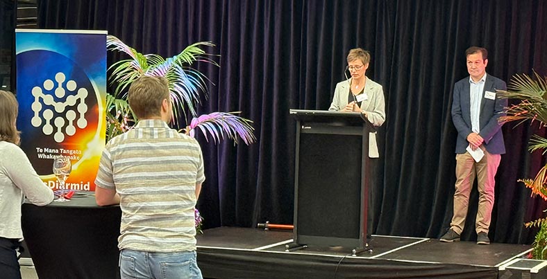 Jenny Malmström and Geoff Willmott at the Techweek event in Tāmaki Makaurau Auckland
