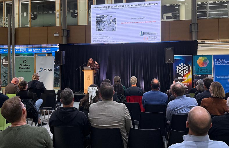 Anna Garden speaking at Ōtepoti Dunedin Techweek event
