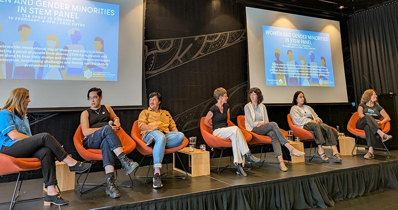 Women and Gender Minorities in STEM panel celebrating International Day of Women and Girls in Science February 2025, Tūranga (Christchurch Library)